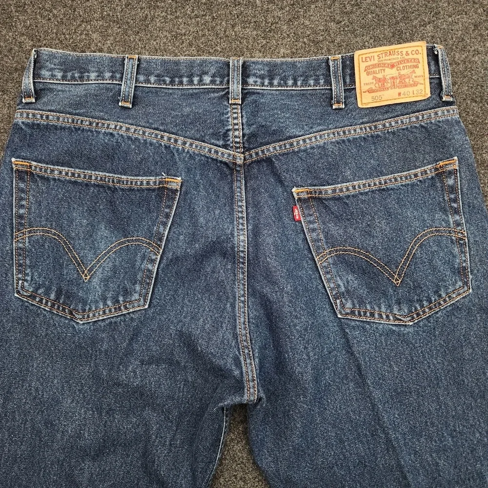 Levis‎ 505 Mens 40x32 Blue Medium Wash Regular Fit Denim Jeans